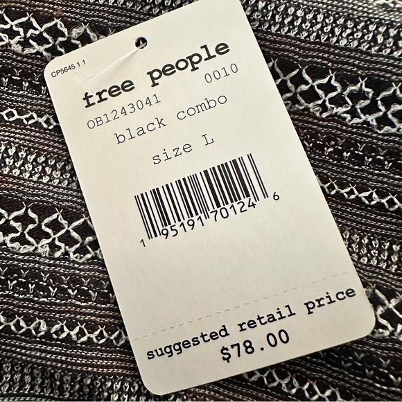 Free People Black Combo Off-Shoulder Ruffle Smocked Top | Size Large - Picture 11 of 16